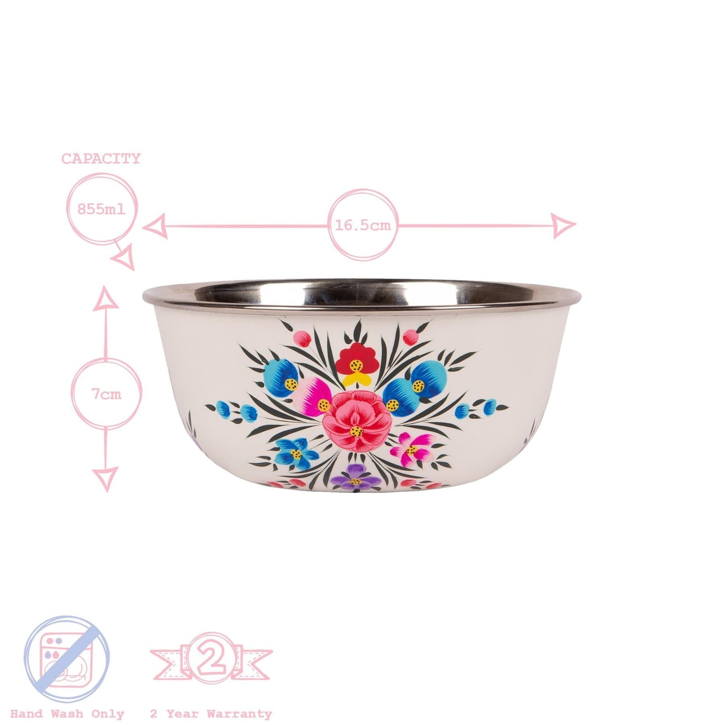 Pansy 16.5cm Stainless Steel Picnic Bowl