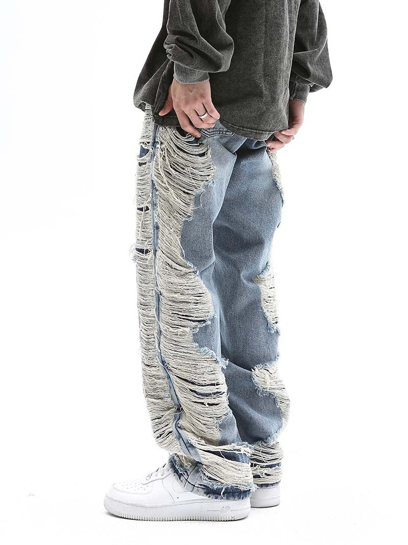 Distressed Cat Whisker Denim - Straight Fit