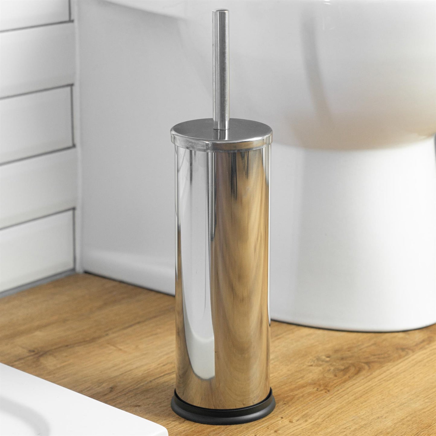 Chrome Round Stainless Steel Toilet Brush & Holder