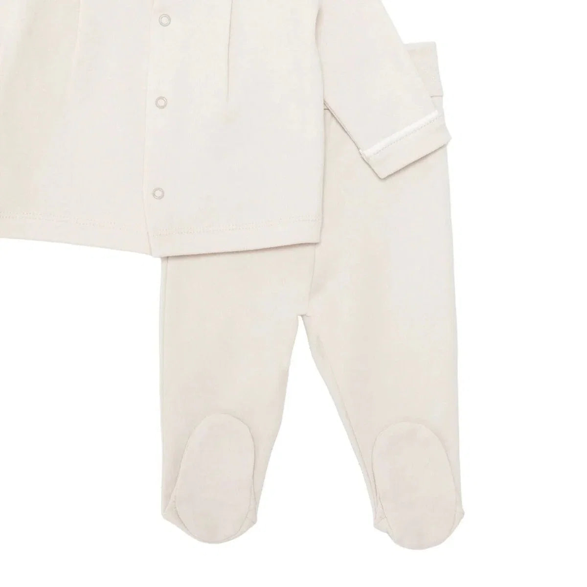 Bebetto Boys Cardigan & Footed Trousers Set Snap Fastening Little Boss Shirt Collar Full Length Long - Beige