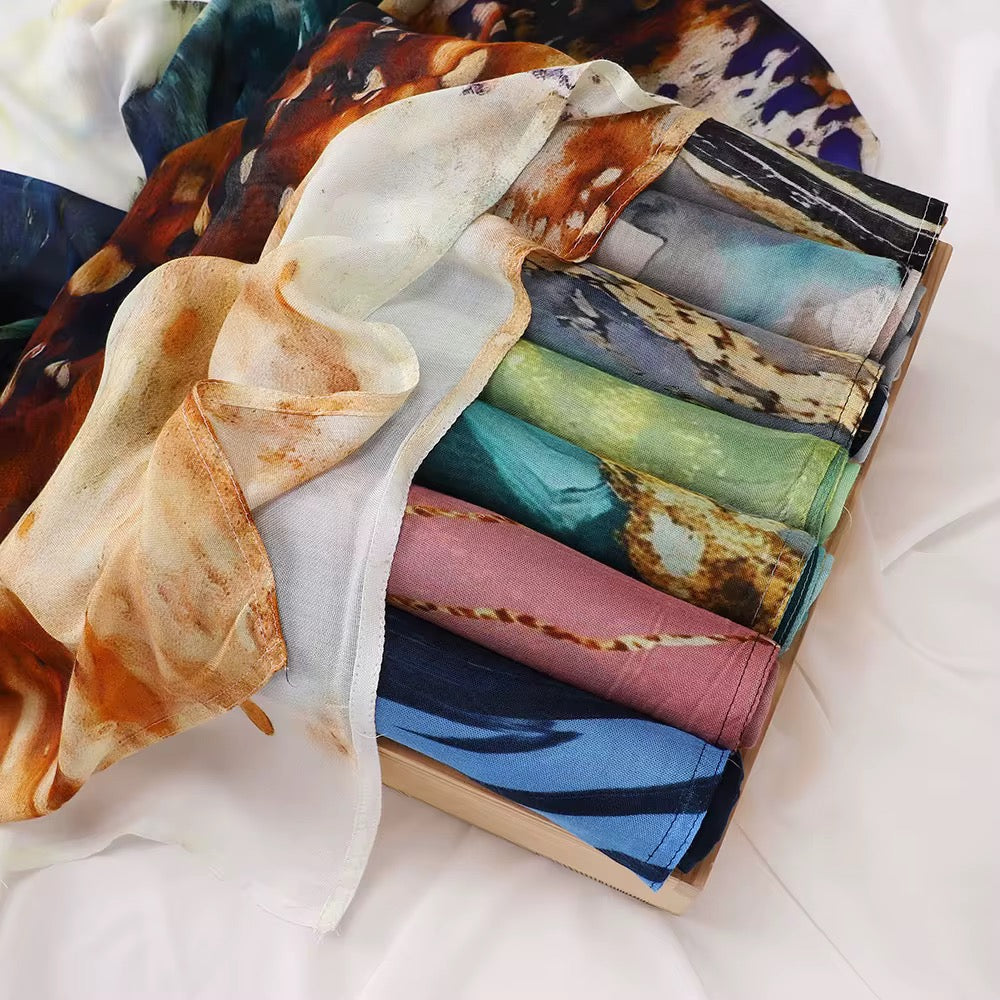 Ethnic Modal Foulard Scarf, 180/70cm Premium Long Hijab