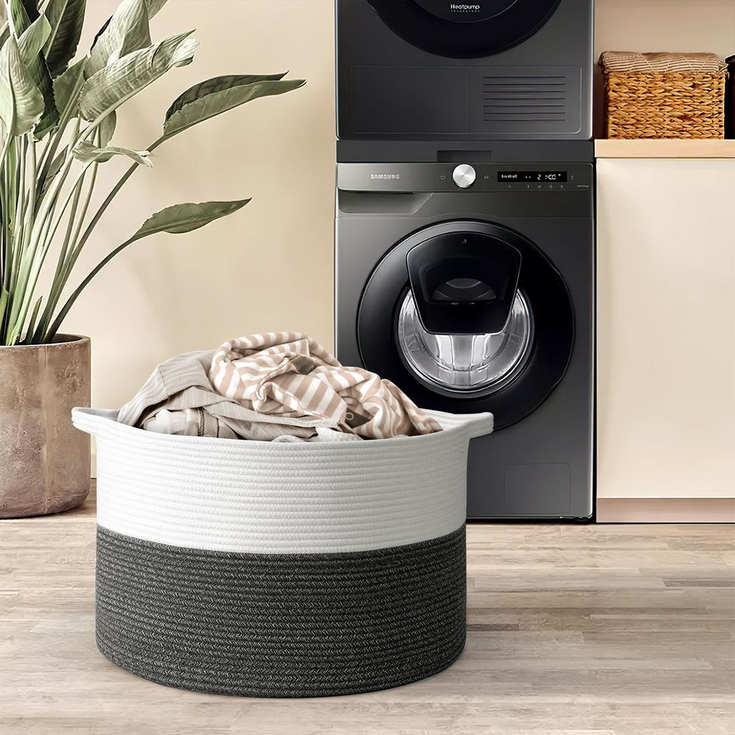 VINSANI LAUNDRY BASKET WHITE & D GREY 1010286
