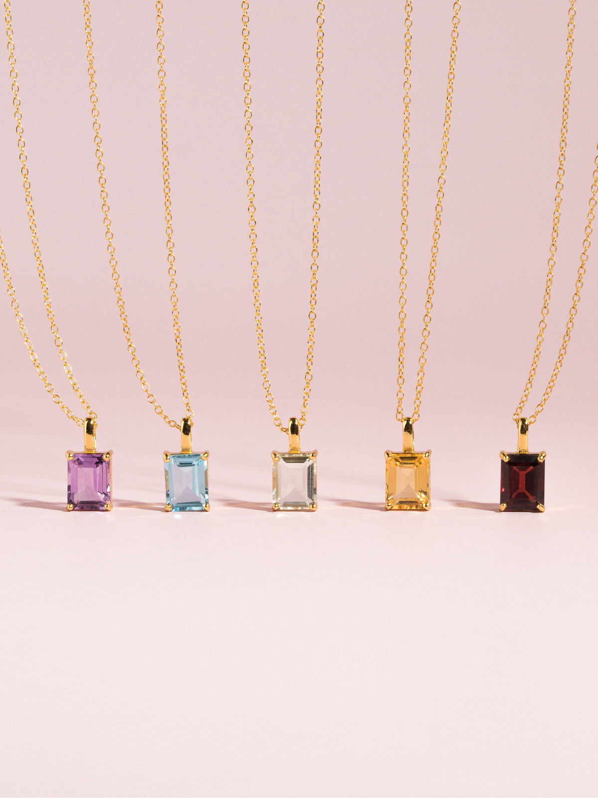 Citrine Emerald Cut Pendant Necklace in 18k Gold Vermeil