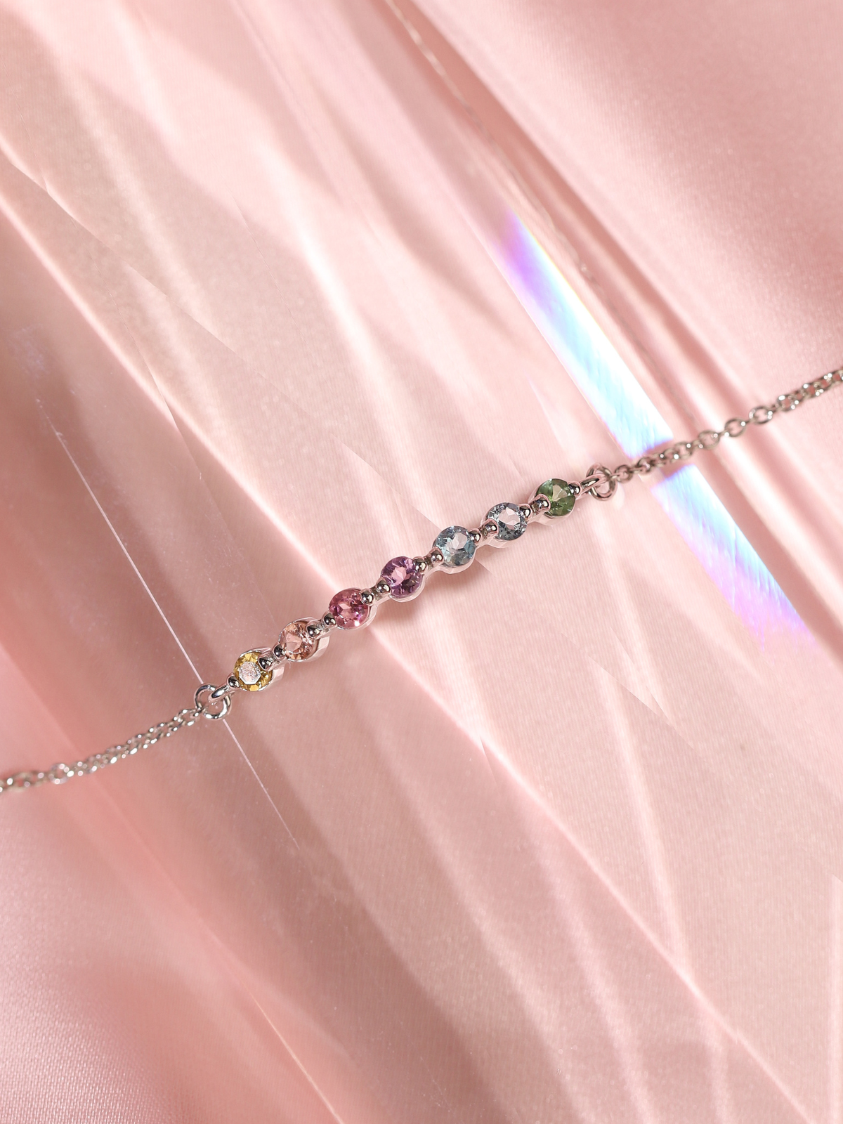 Pastel Rainbow Gemstone Bracelet in Sterling Silver