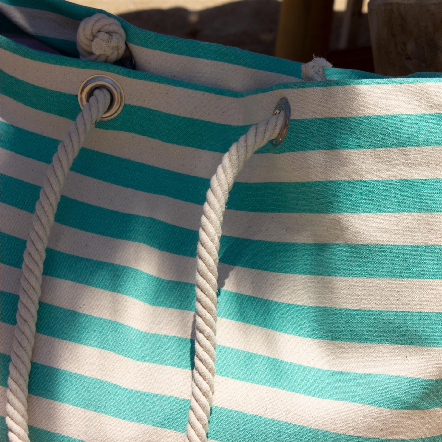 Large Striped Canvas Tote Beach Bag