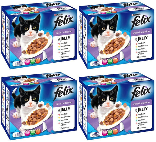 4 x Felix Mixed Selection In Jelly Wet Cat Food 12 X 100G