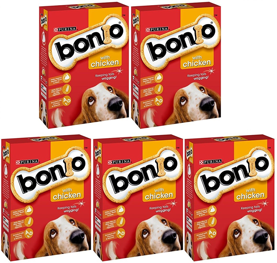 5 x Bonio Dog Biscuit Chicken Flavour 650G