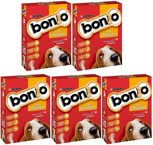 5 x Bonio Dog Biscuit Chicken Flavour 650G