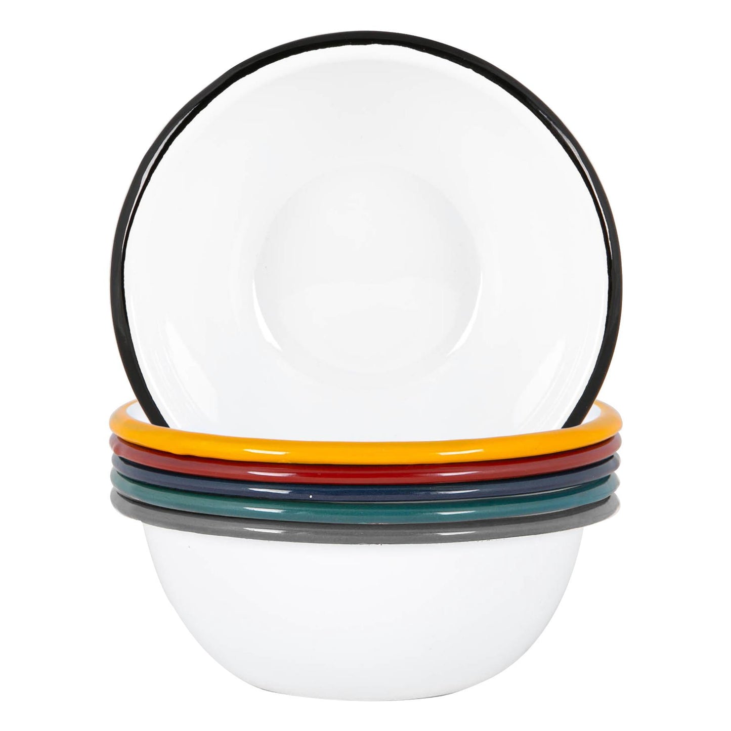 16cm White Enamel Bowls - Pack of Six