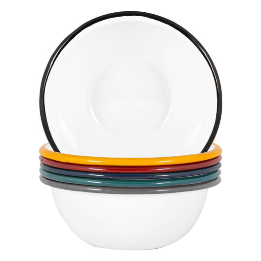 16cm White Enamel Bowls - Pack of Six