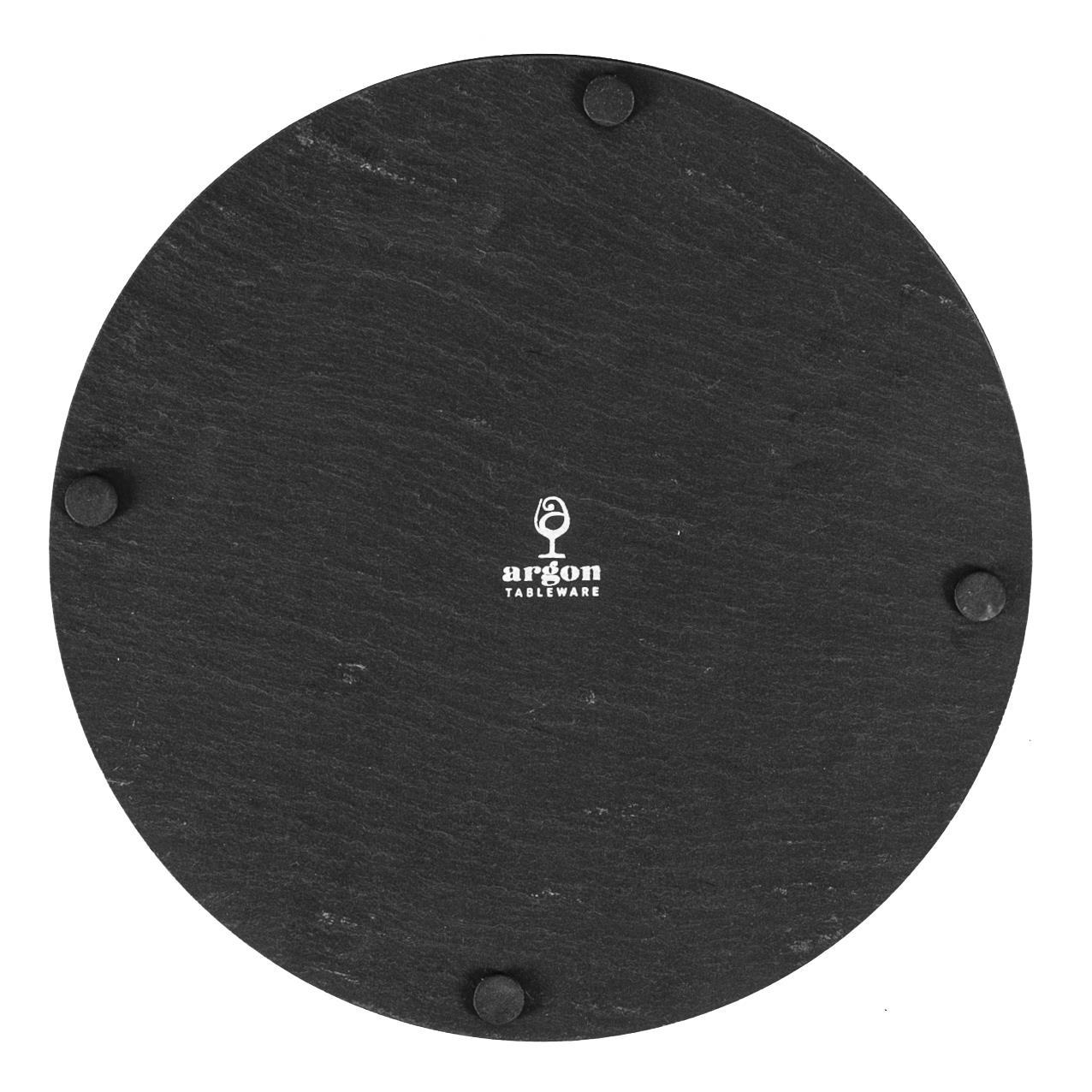 Black Round Linea Slate Coasters - Pack of Six