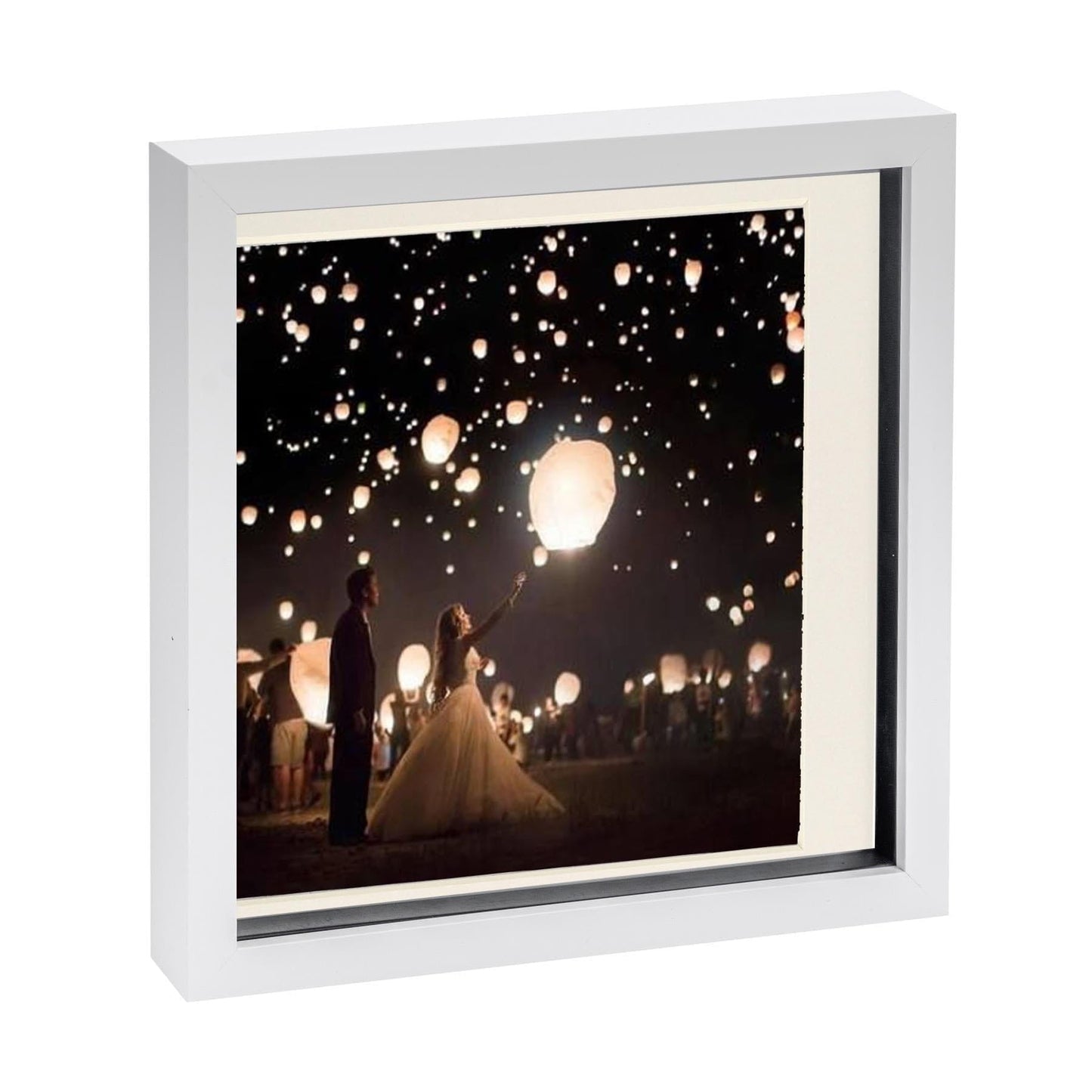 10" x 10" White 3D Box Photo Frame - with 8" x 8" Mount