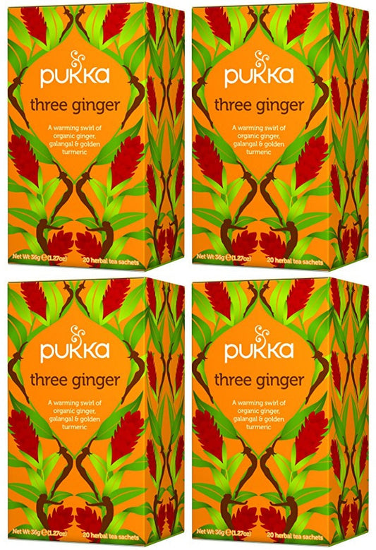 4 x Pukka Organic Three Ginger Herbal Tea 20S