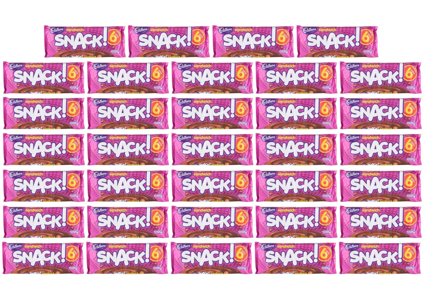 34 x Cadbury Snack Sandwich Chocolate Biscuit 6 Pack 132G