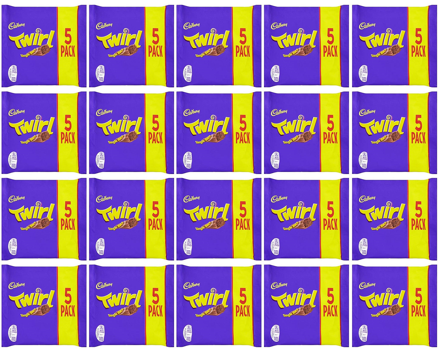 20 x Cadbury Twirl Chocolate Bar 5 Pack 107.5G