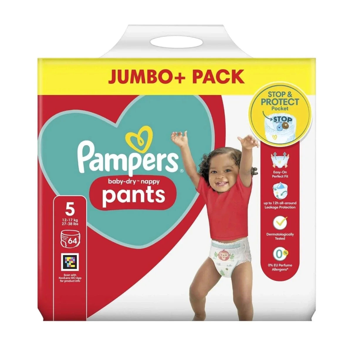 Pampers Baby-Dry Pants Size 5 Jumbo Pack 64 nappies