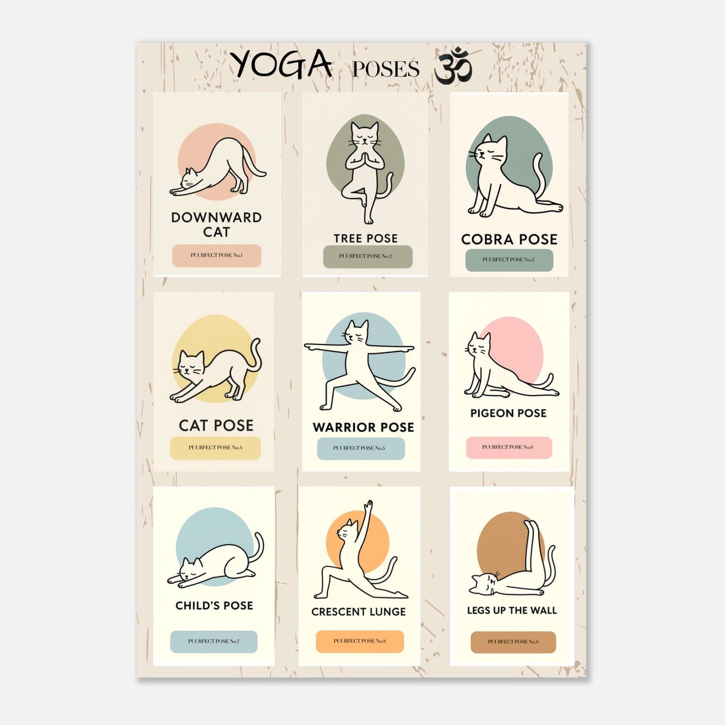 Funny Cat Yoga Wall Art
