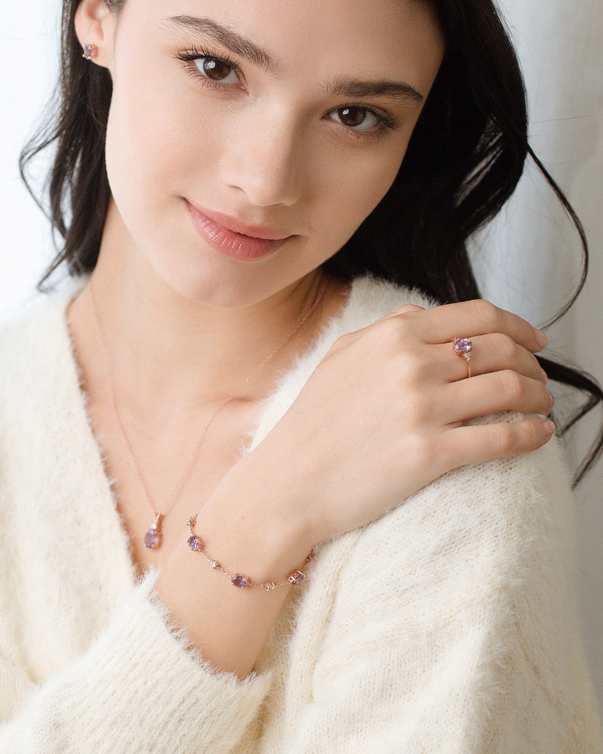 Mini Set 1 - Amethyst Jewellery Set in 18k Rose Gold Vermeil