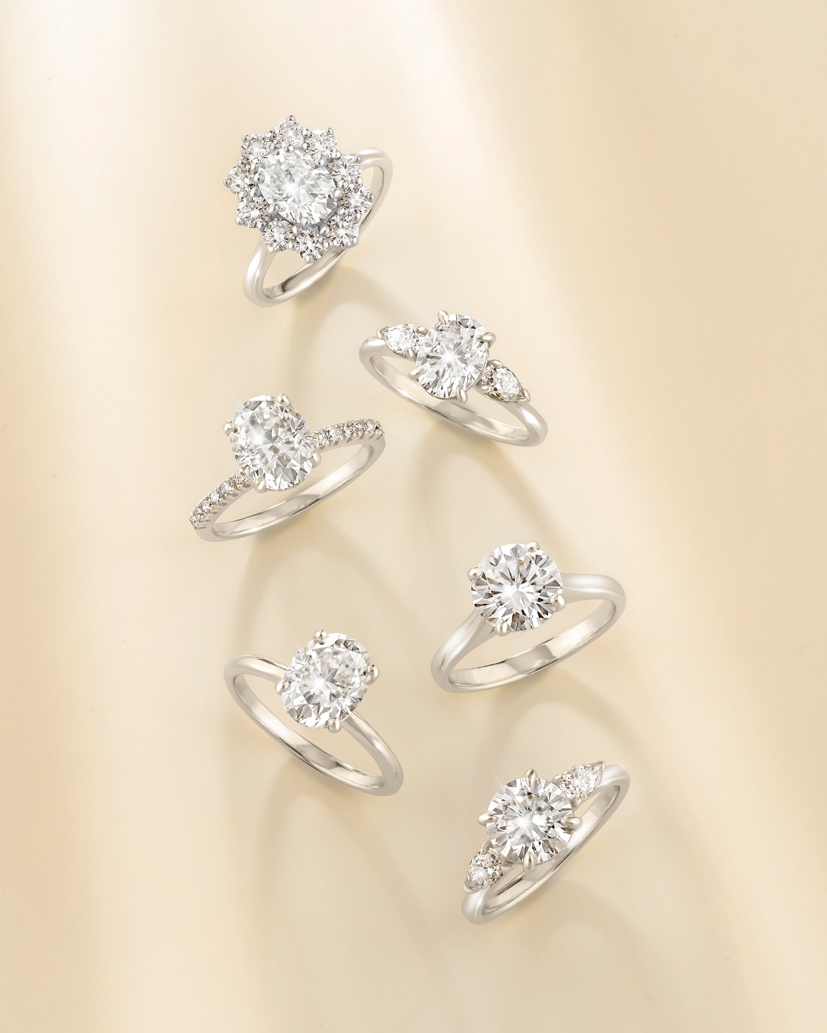 2 ct Oval Solitaire Moissanite Engagement Ring with Pavé Band in Sterling Silver