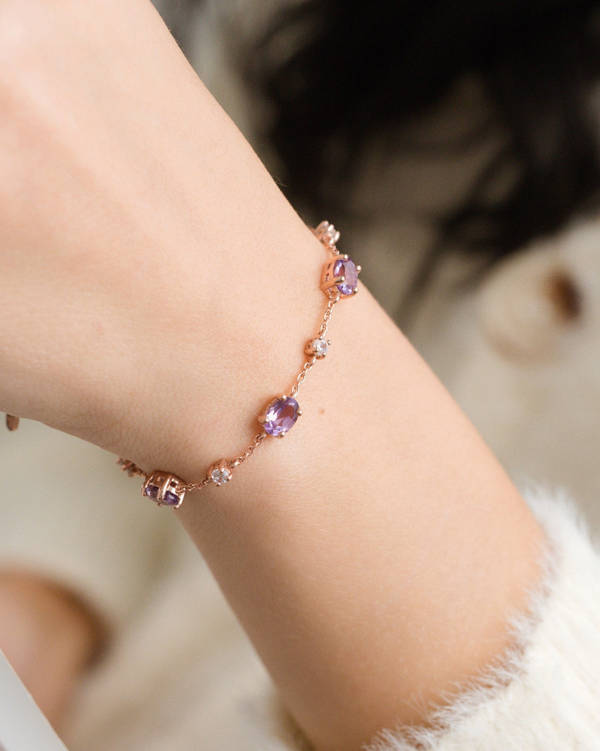 Lavender Amethyst Bracelet in 18k Rose Gold Vermeil