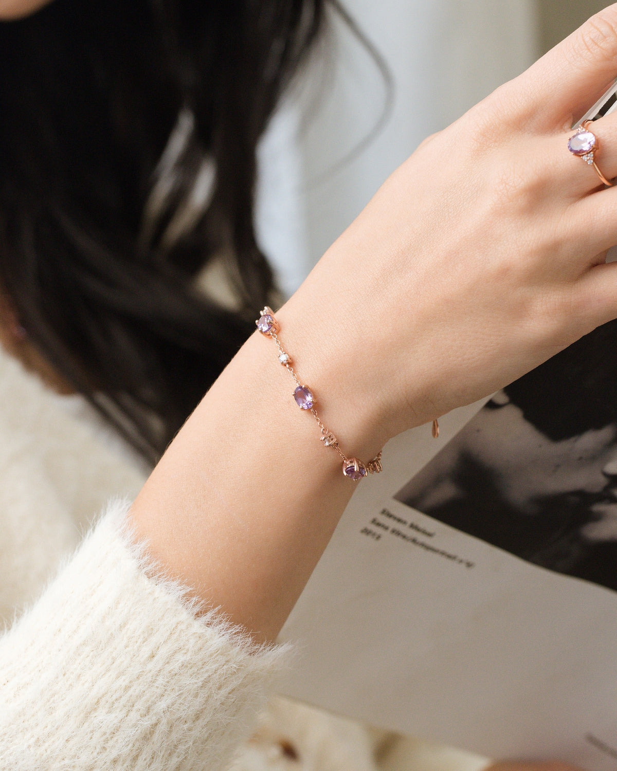 Lavender Amethyst Bracelet in 18k Rose Gold Vermeil