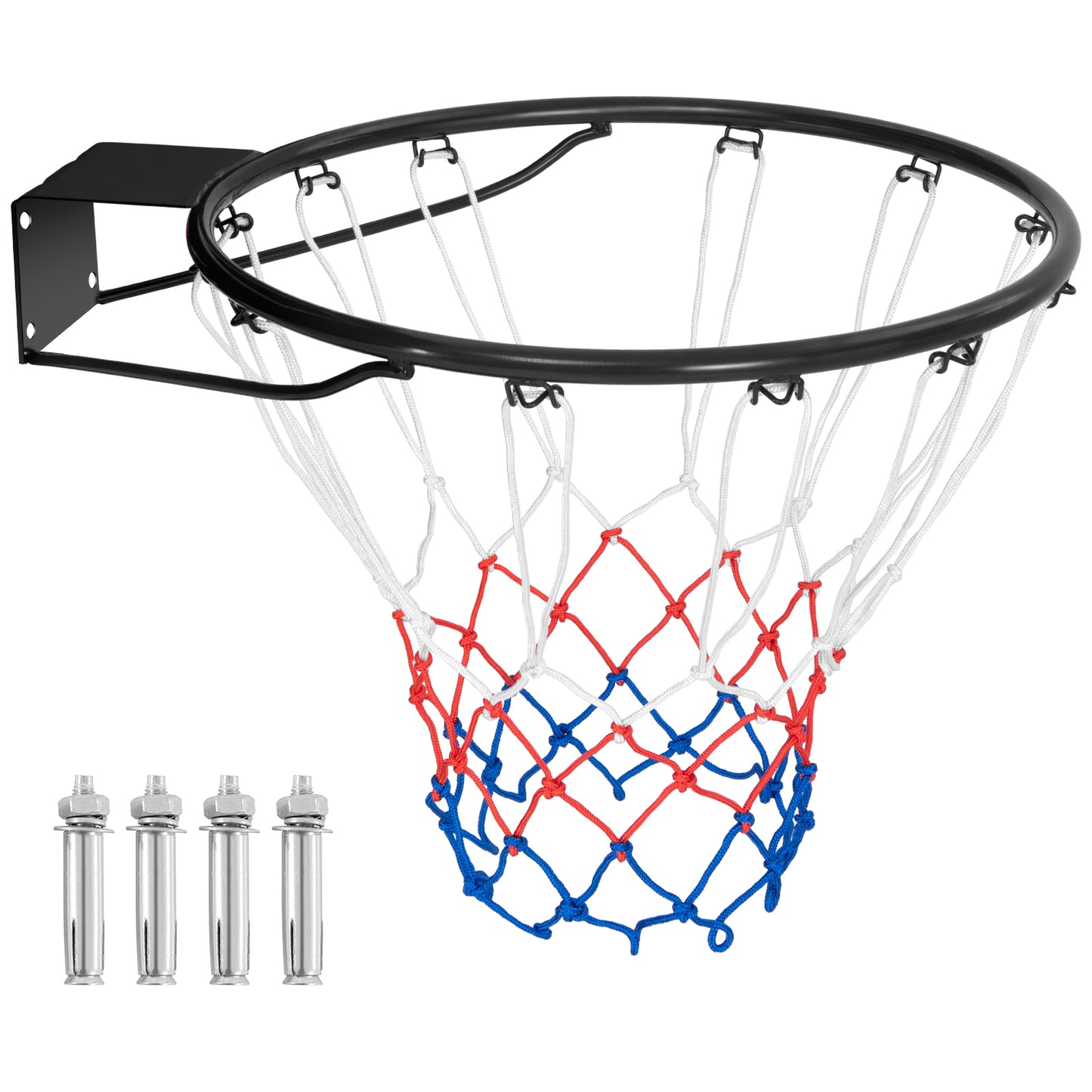 38 cm Heavy Duty Basketball Rim with All Weather Net and Mounting Hardware-Black