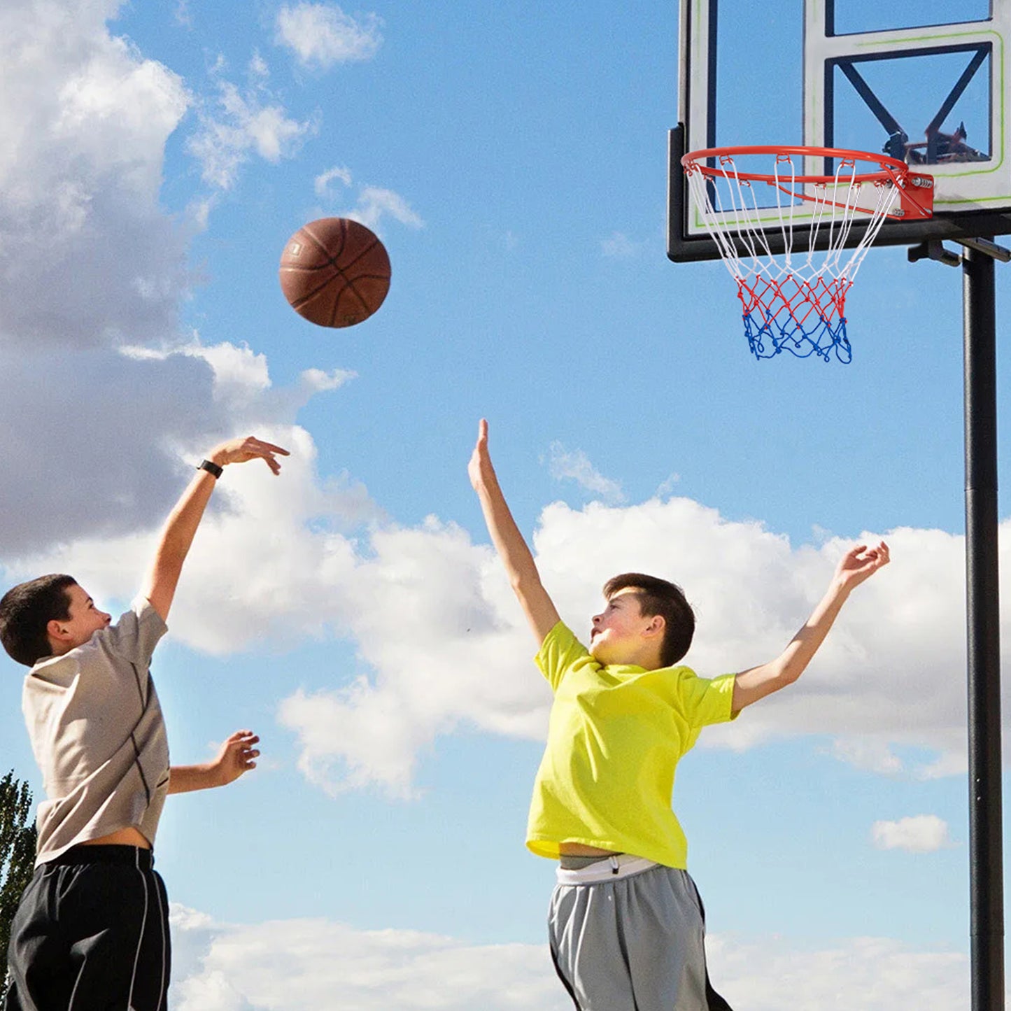 38 cm Heavy Duty Basketball Rim with All Weather Net and Mounting Hardware-Black