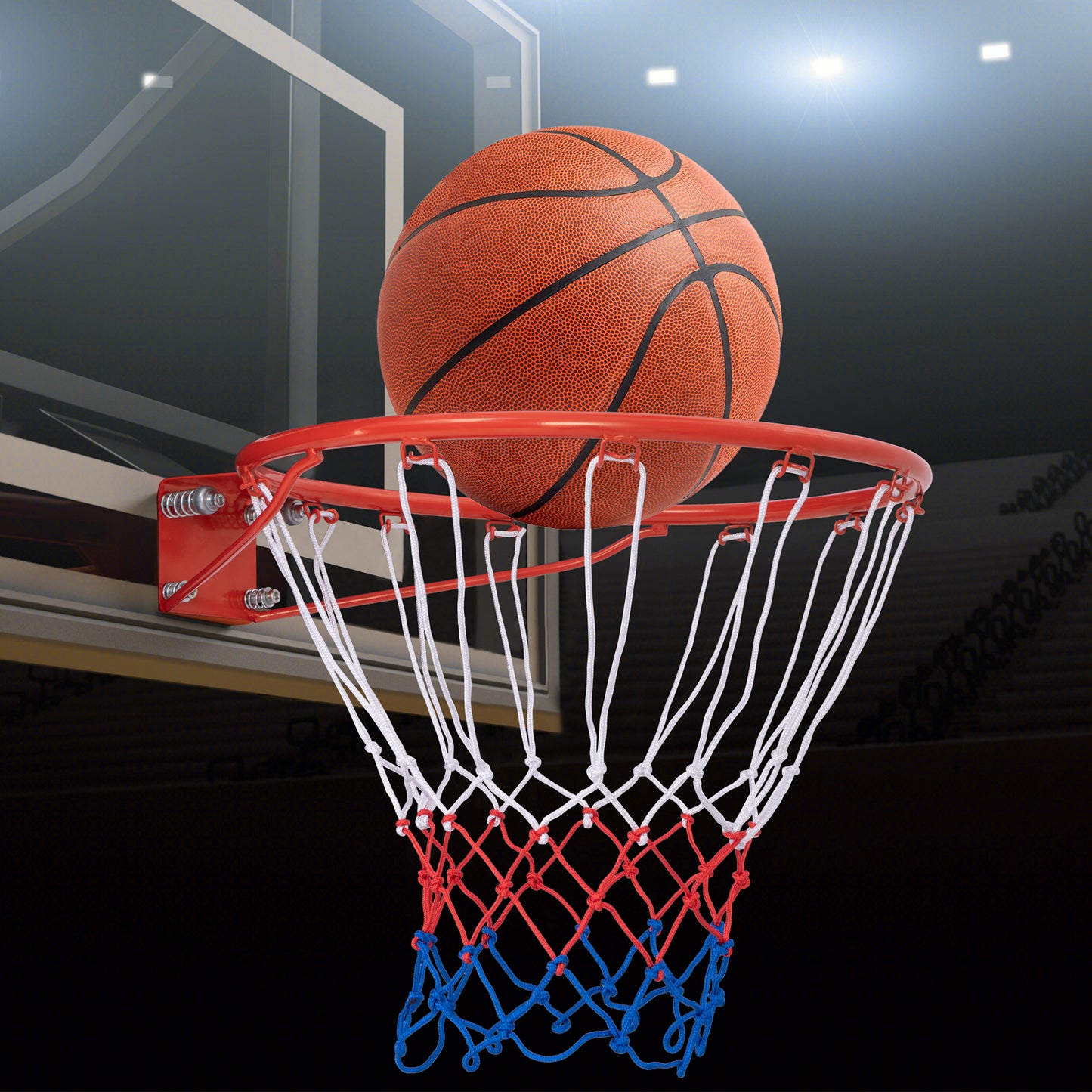 38 cm Heavy Duty Basketball Rim with All Weather Net and Mounting Hardware-Black