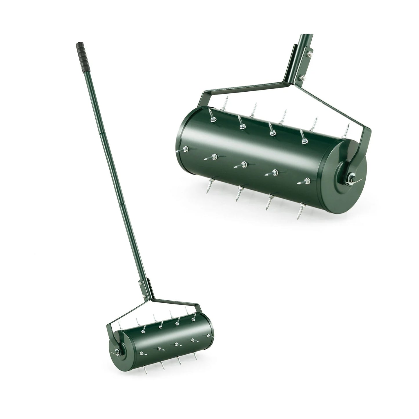 45 cm Manual Rolling Lawn Aerator Tool with 130 cm Detachable Handle-Black