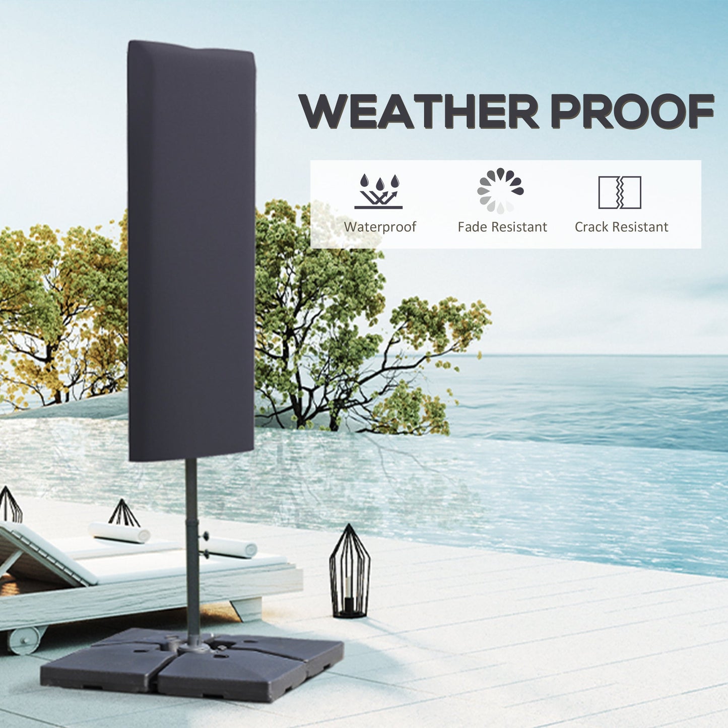 Outsunny Cantilever Umbrella Cover Outdoor Parasol UV Protector w/ Rod, Zipper