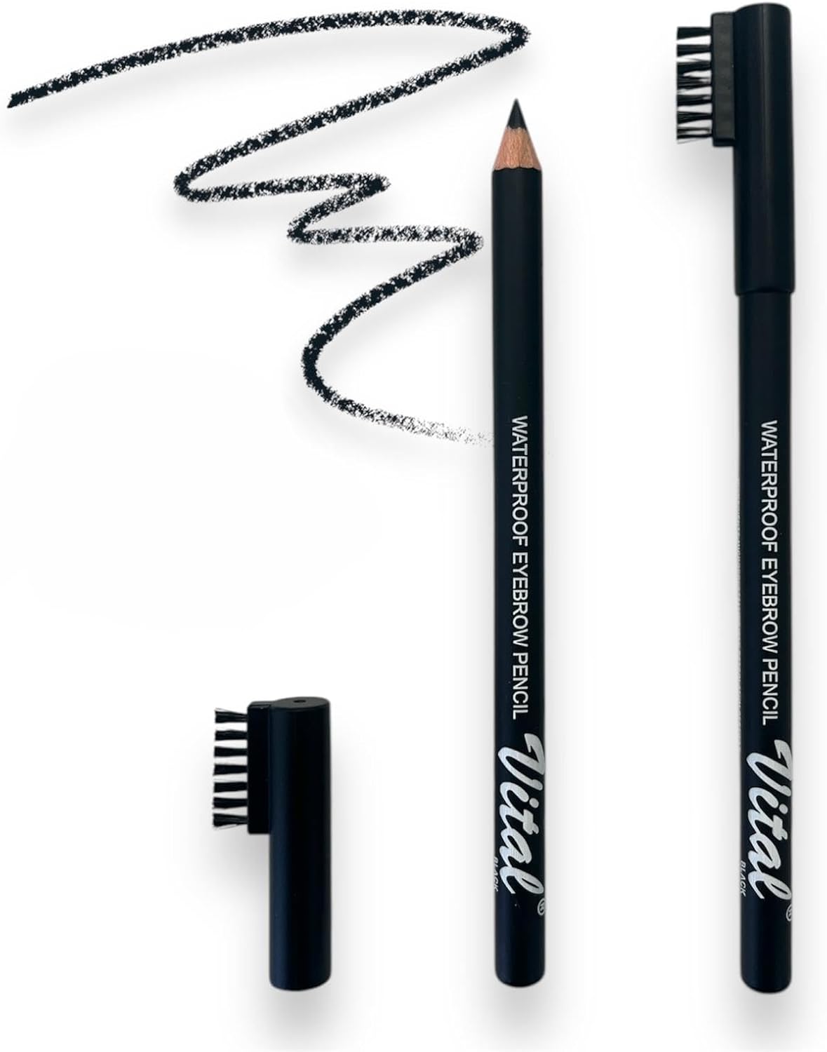 Vital Natural Definer Eyebrow Pencil With Brush - Waterproof & Long-Lasting Precision for Flawless, Natural-Looking Brows (Dark Brown, Brown, Black)