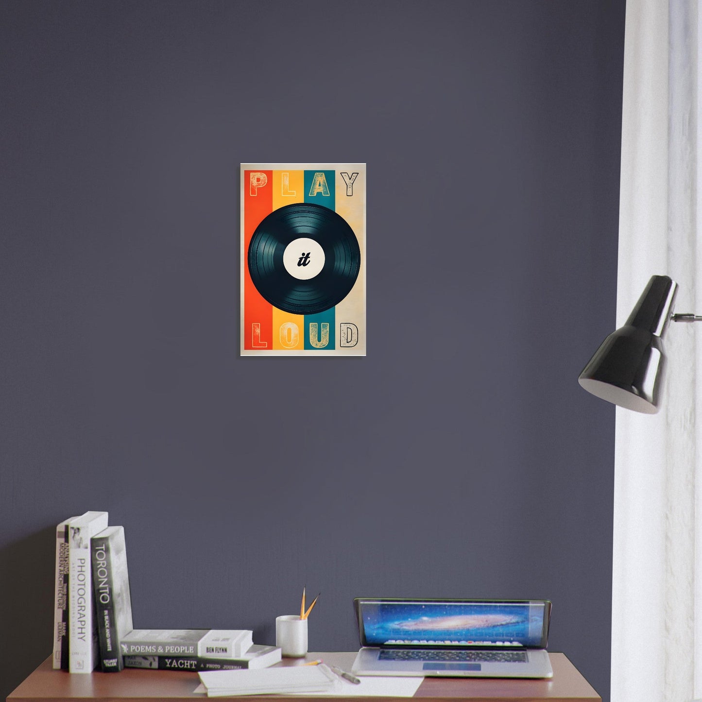 Retro Vinyl Record Wall Art Poster – ‘Play It Loud’ Music Decor