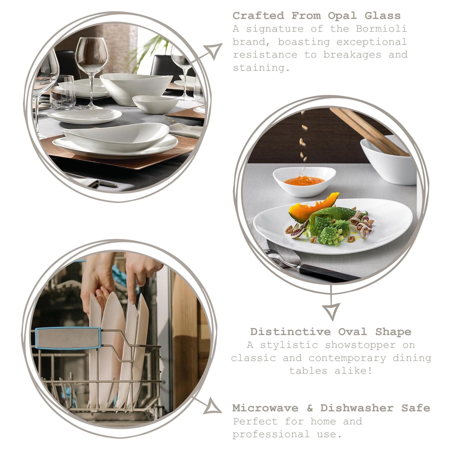 White 23cm Prometeo Oval Glass Soup Plates - Pack of 6