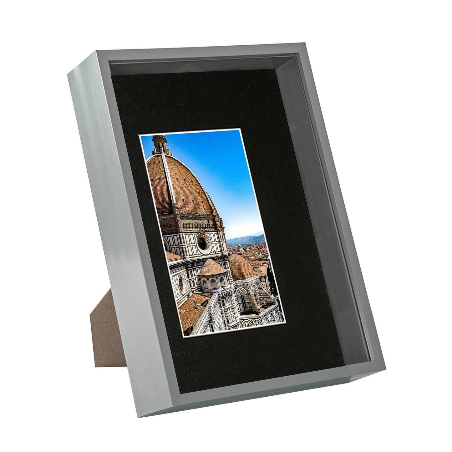 Grey A4 (8" x 12") 3D Deep Box Frame with A5 Mount