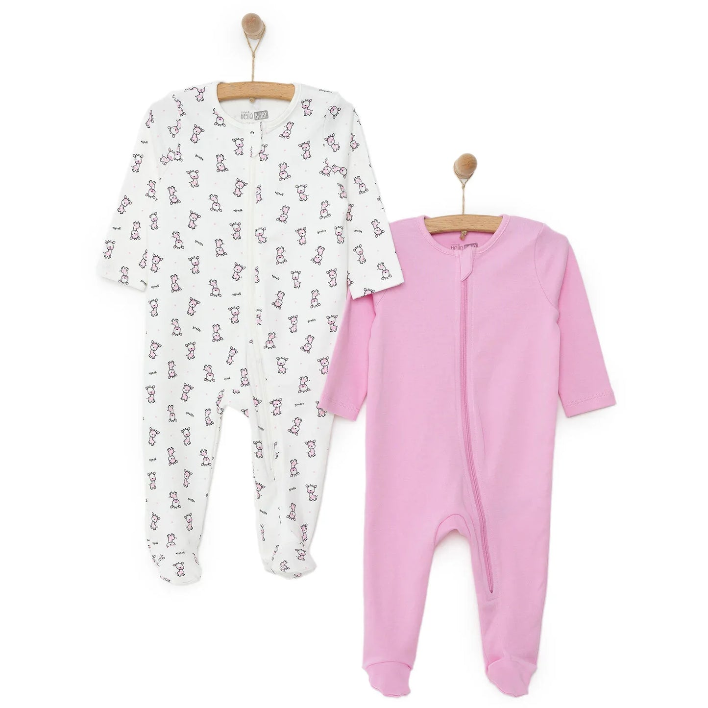 HelloBaby Newborn Baby Girl Footed Jumpsuit - Pink