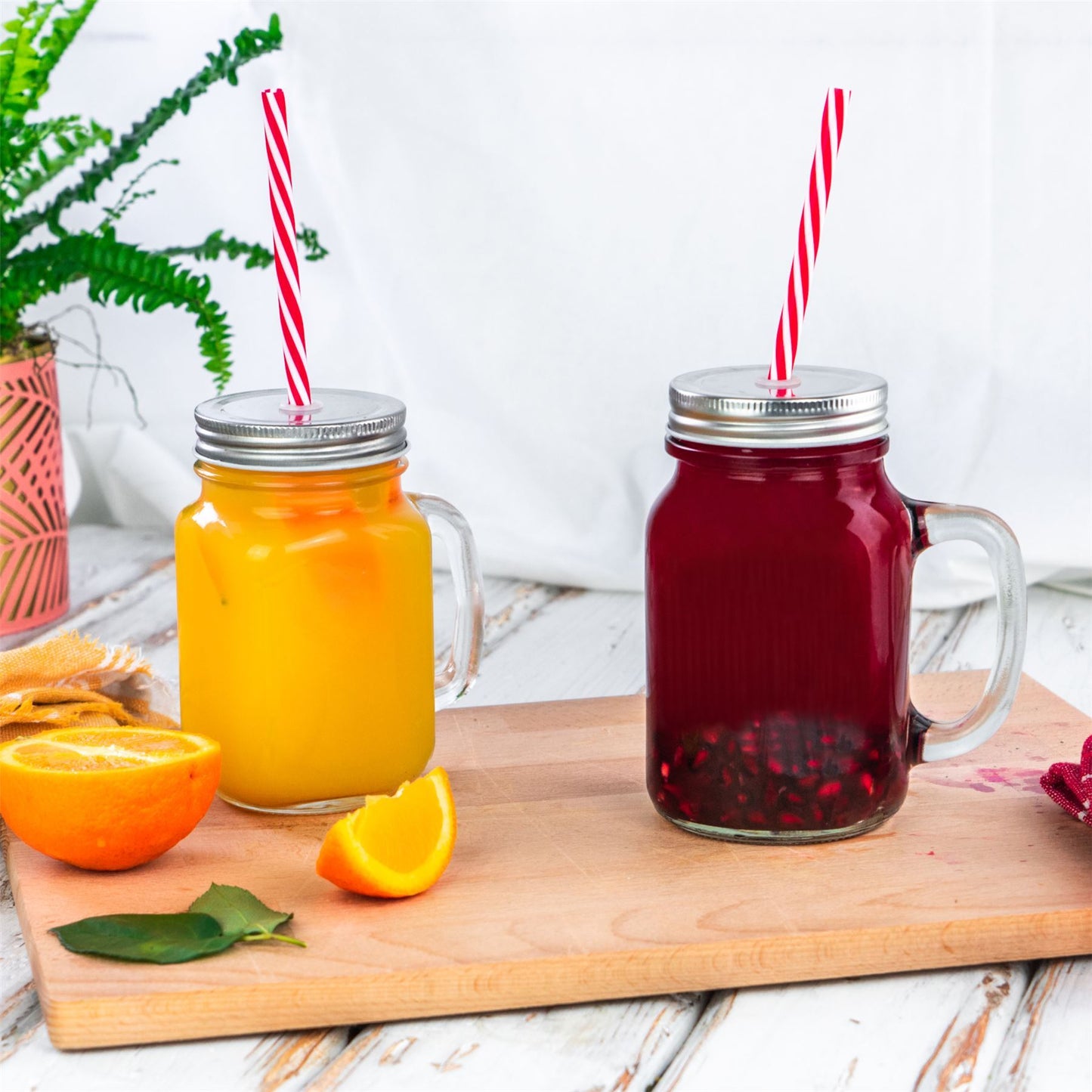 620ml Mason Drinking Jar Glasses with Straws - Pack of Four