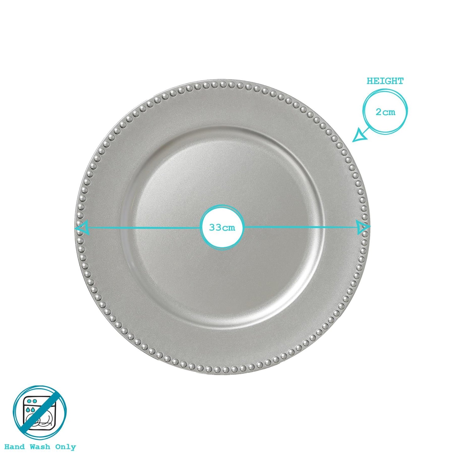 Round Beaded Charger Plates - 33cm - Pack of 6