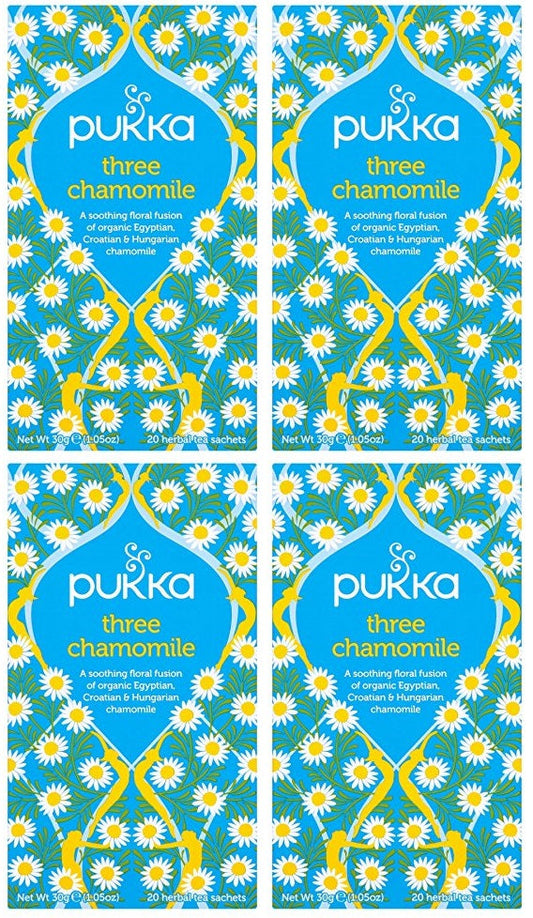 4 x Pukka Organic Three Chamomile Herbal Tea 20 S