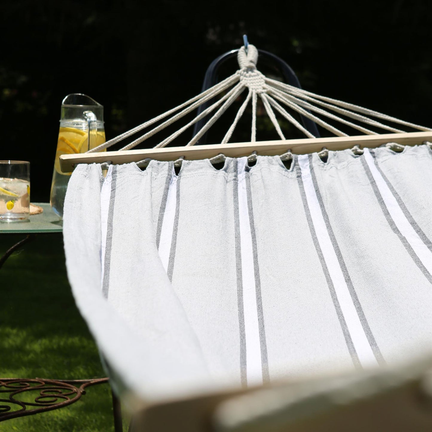 Deluxe Cotton Garden Hammock with Metal Stand