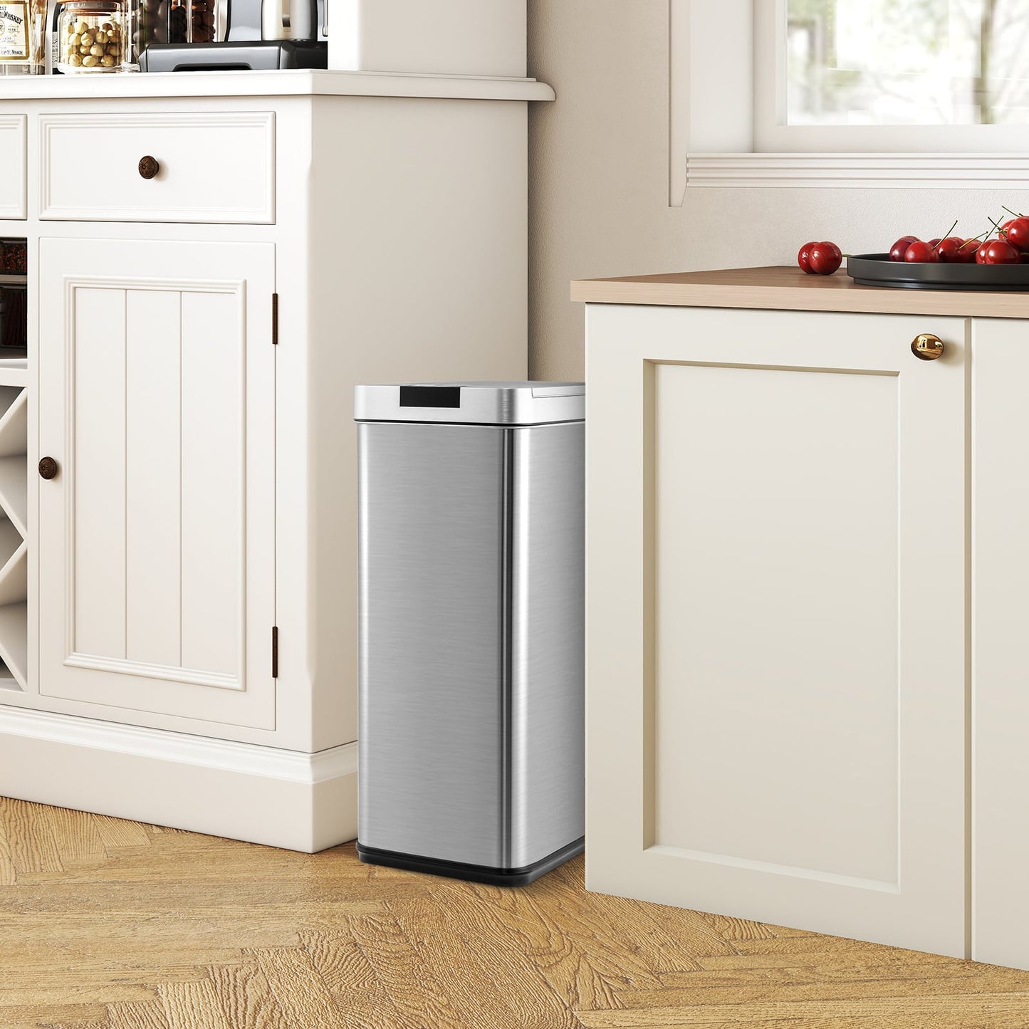 48L Automatic Trash Can with Lid-Silver