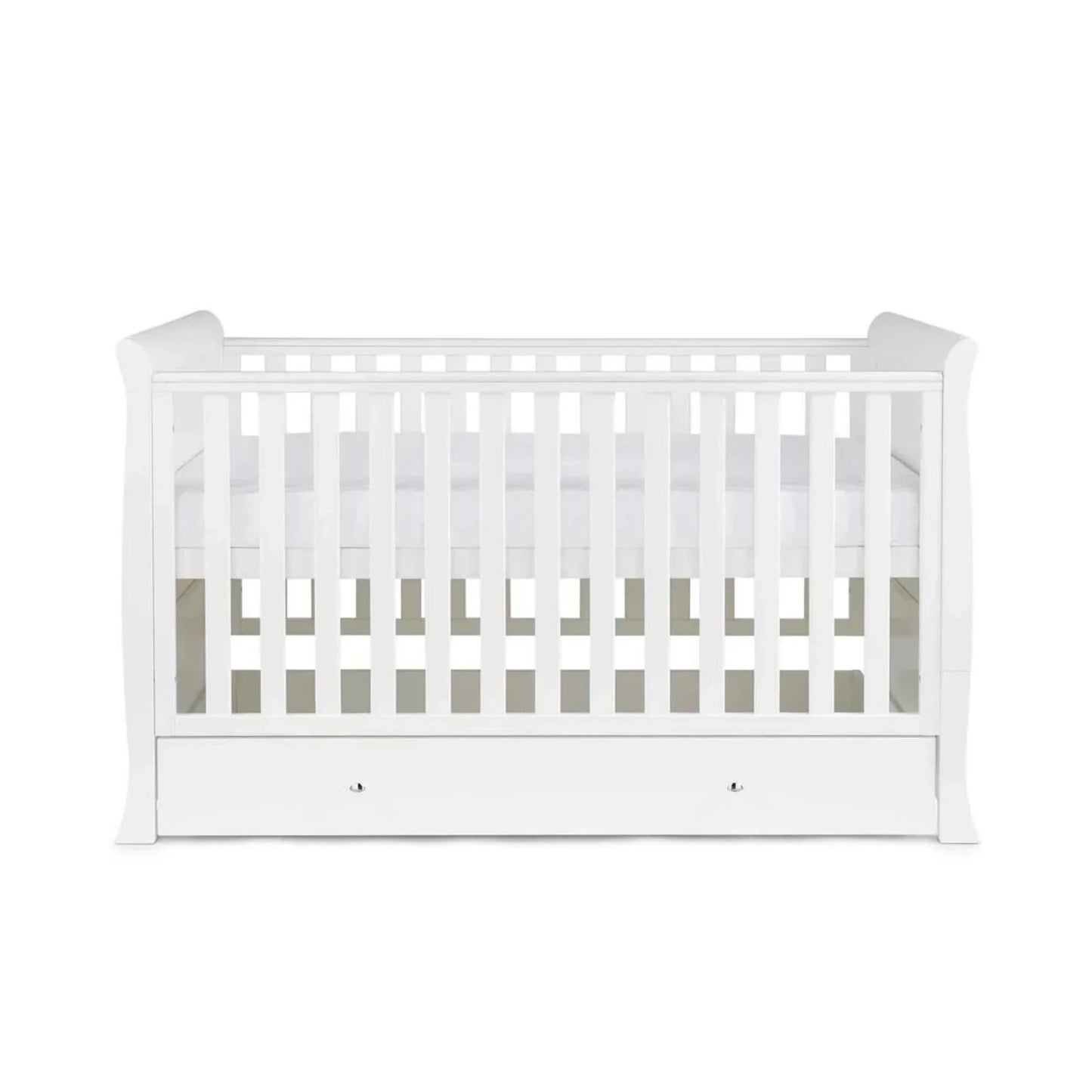 Ickle Bubba Snowdon Classic Cot Bed White - Premium Pocket Sprung Mattress