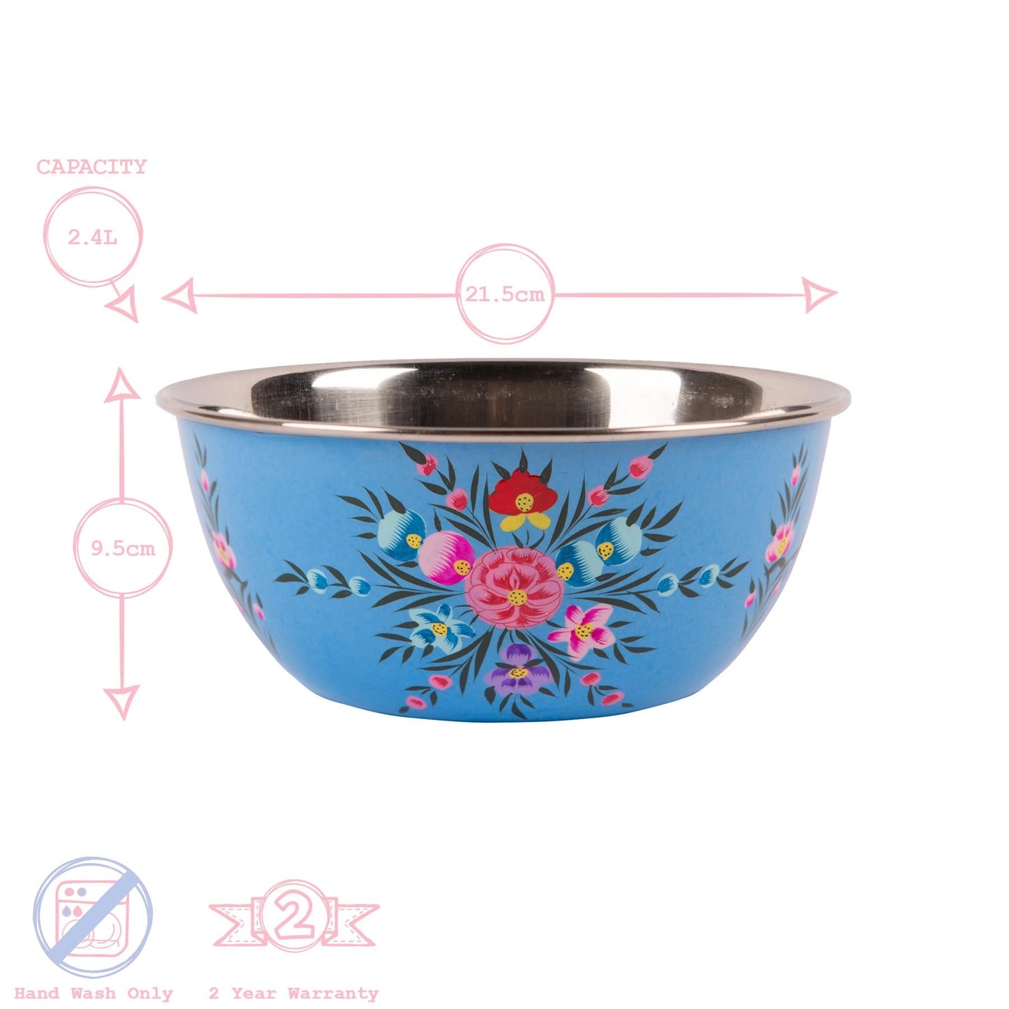 Pansy 21.5cm Stainless Steel Picnic Bowl