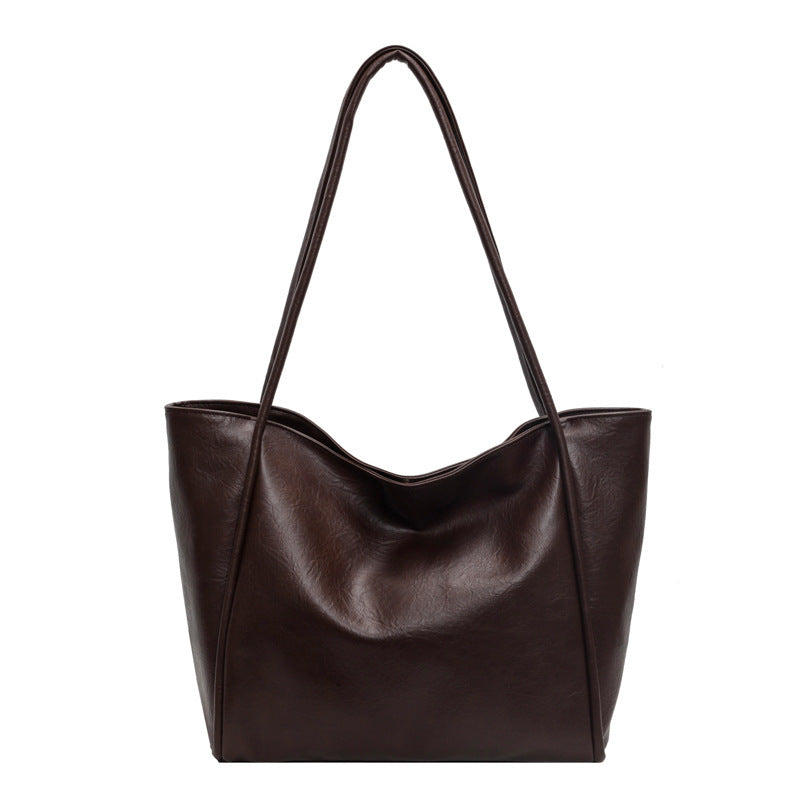 Soft Leather Shoulder Bag Large Capacity Commuter Totes Shopping Travel Bags For Women