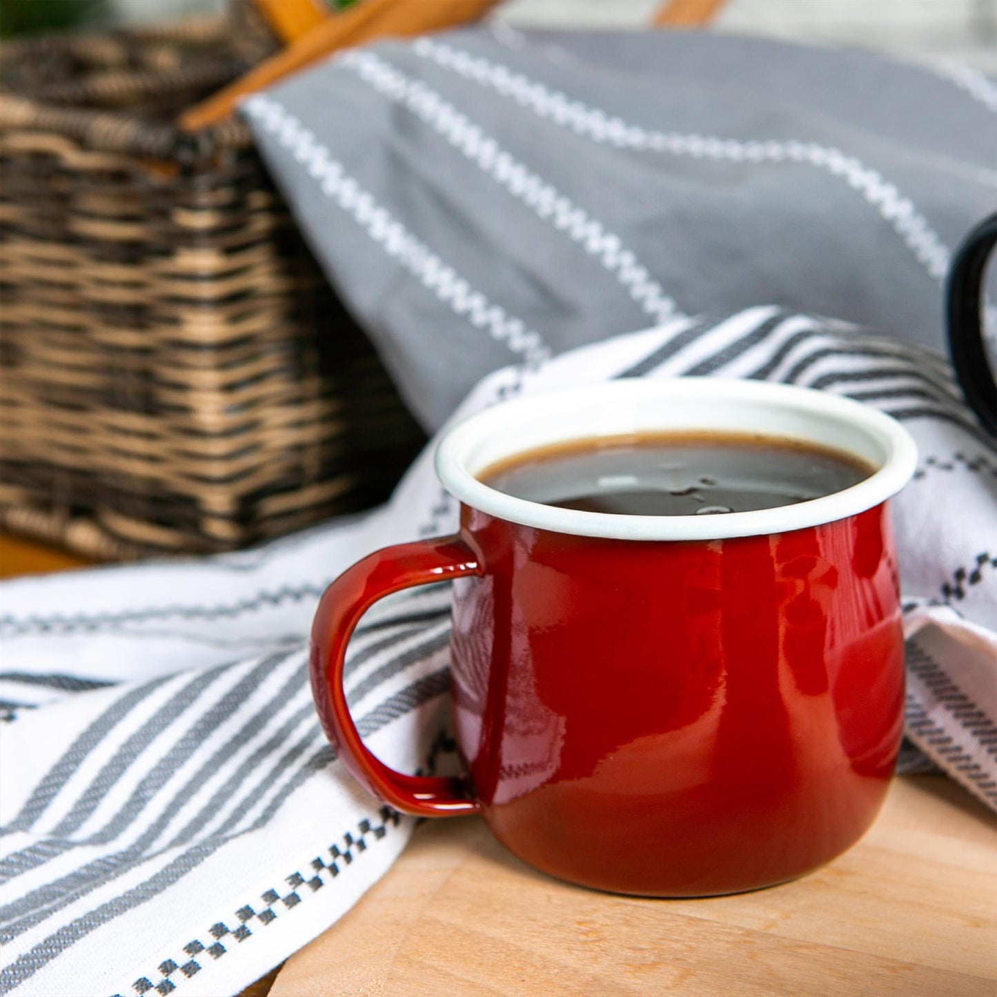375ml Coloured Enamel Belly Mugs - Pack of Six