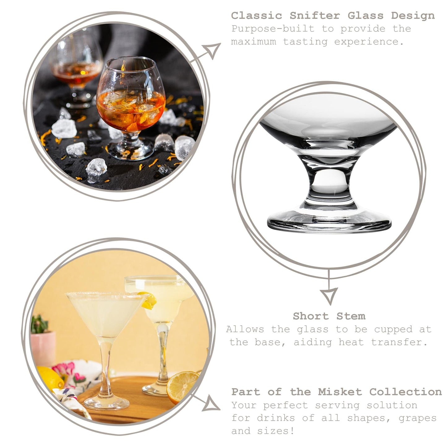 390ml Misket Brandy Snifter Glasses - Pack of Six