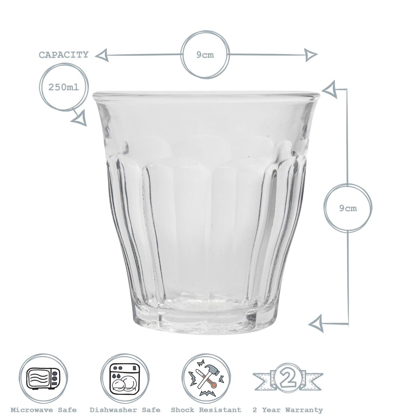 250ml Picardie Glass Tumblers - Pack of Four