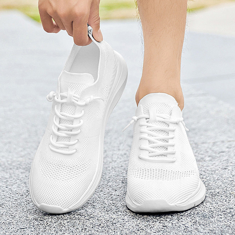 Indoor height increasing sports and leisure shoes for men white invisible height increasing shoes 7CM