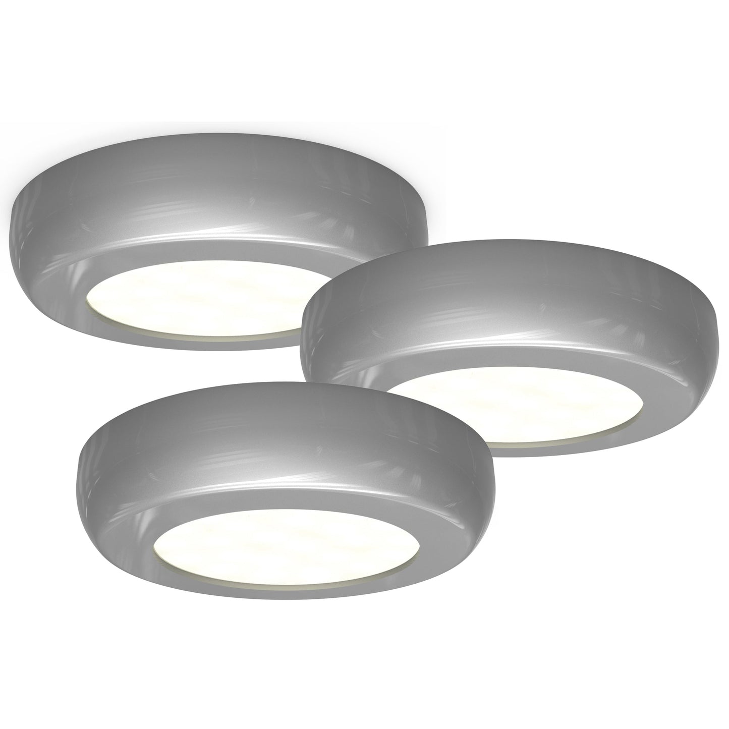 4lite Mains Powered Circle Cabinet LED Light - Silver
