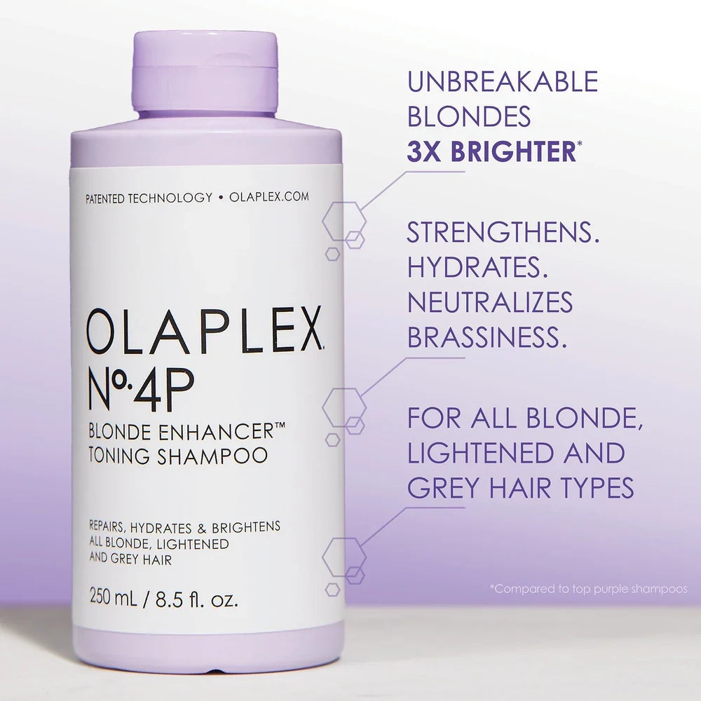 Olaplex No.4P Blonde Enhancer Toning Shampoo 8.5 oz / 250 ml - For Blonde, Highlighted & Grey Hair