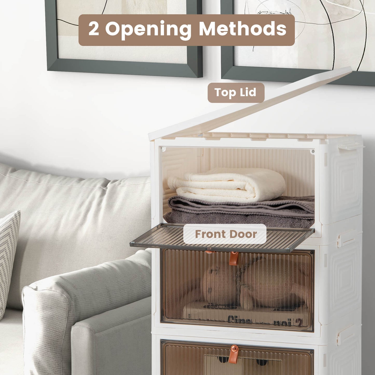 3/4/6-Tier Stackable Shoe Storage Box with Lockable Wheels-4-Tier